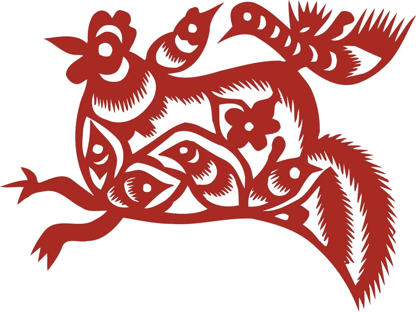 中国风中式传统喜庆民俗人物动物窗花剪纸插画边框AI矢量PNG素材【283】